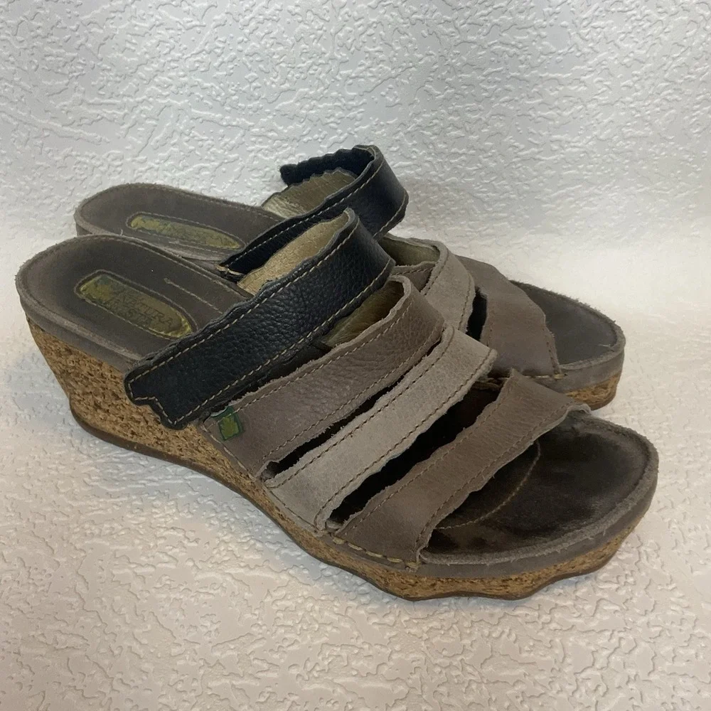 El‎ Naturalista Women's Leather Strappy Slide Sandals Boho Retro 40/9,5